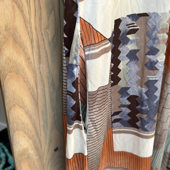 Vintage Beverly Vogue California Geometric Pattern Long Sleeve Maxi Dress - Picture 5 of 12